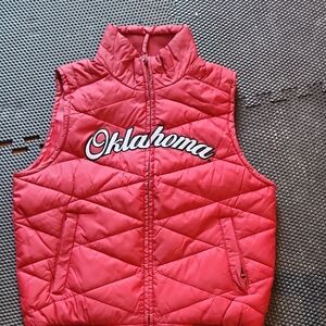 Red Quilted Vest with Oklahoma Logo